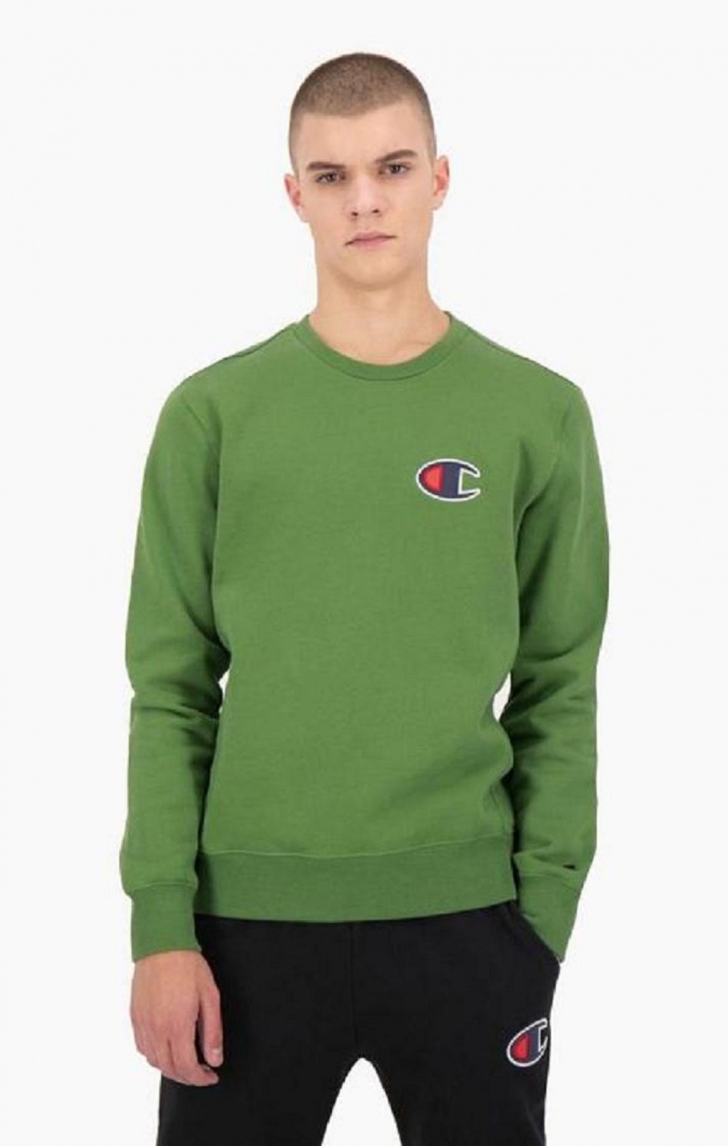 Pánské Mikiny Champion Semišové C Logo Bavlněné Terry Sweatshirt Zelene | 5638-IVCLU