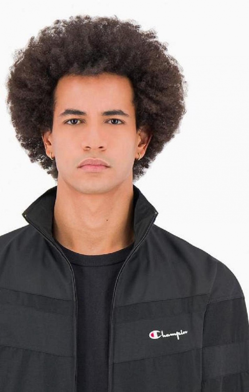 Pánské Mikiny Champion Tonal Panel High Neck Zip-Up Tracksuit Top Černé | 7061-SIHAL