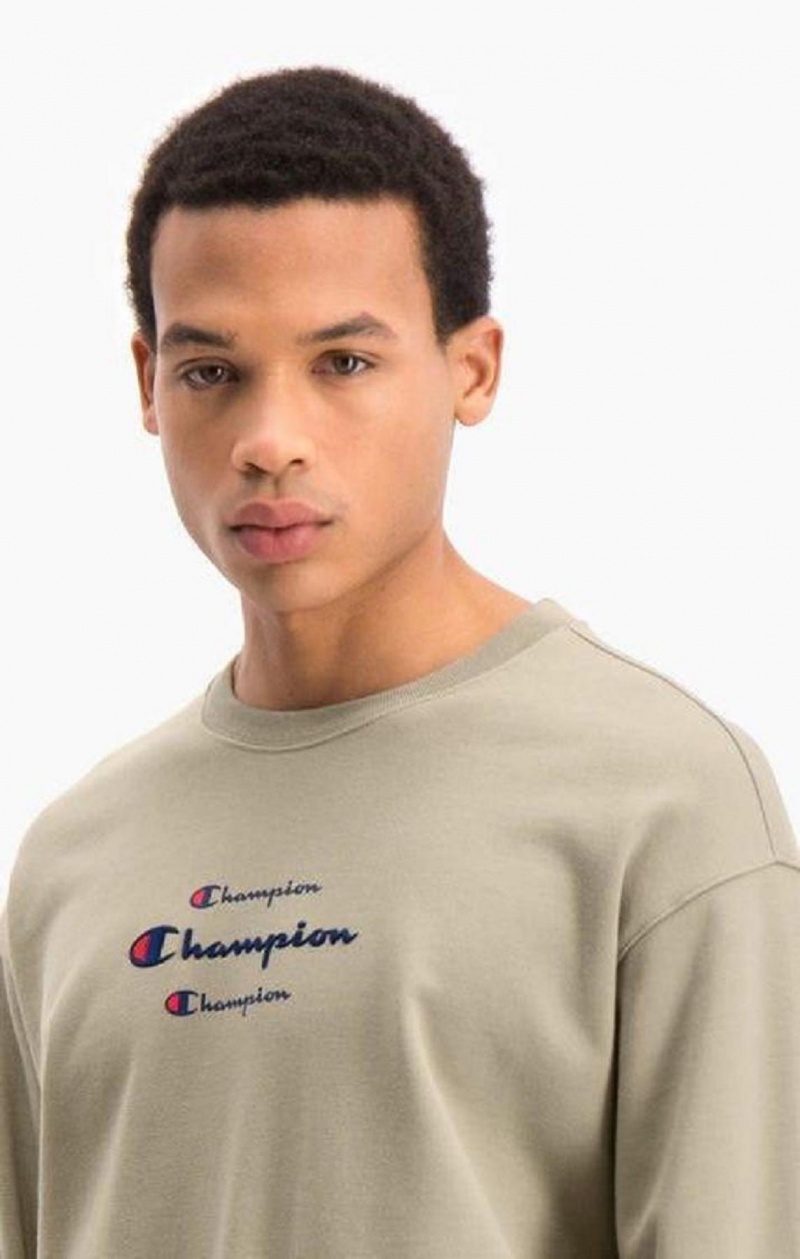 Pánské Mikiny Champion Triple Script Logo Cargo Pocket Sweatshirt Béžový | 1539-PLXKF