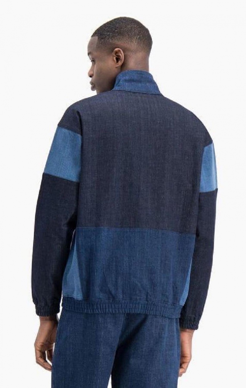 Pánské Mikiny Champion Zip-Up Denim Patchwork Sweatshirt Tyrkysové Blankyt | 0581-PDHBR