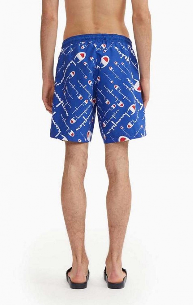 Pánské Plavky Champion All-over Script Logo Print Board Shorts Blankyt | 6527-IWXTH