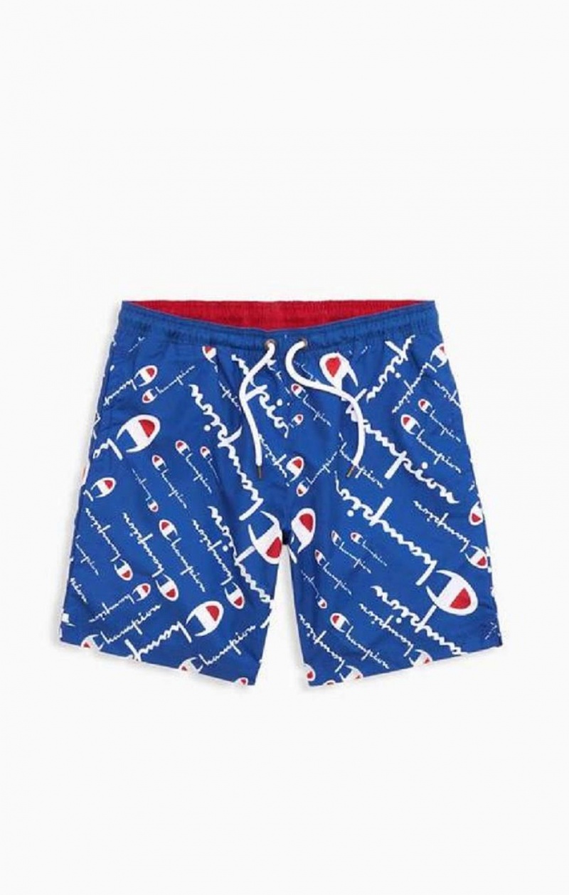 Pánské Plavky Champion All-over Script Logo Print Board Shorts Blankyt | 6527-IWXTH