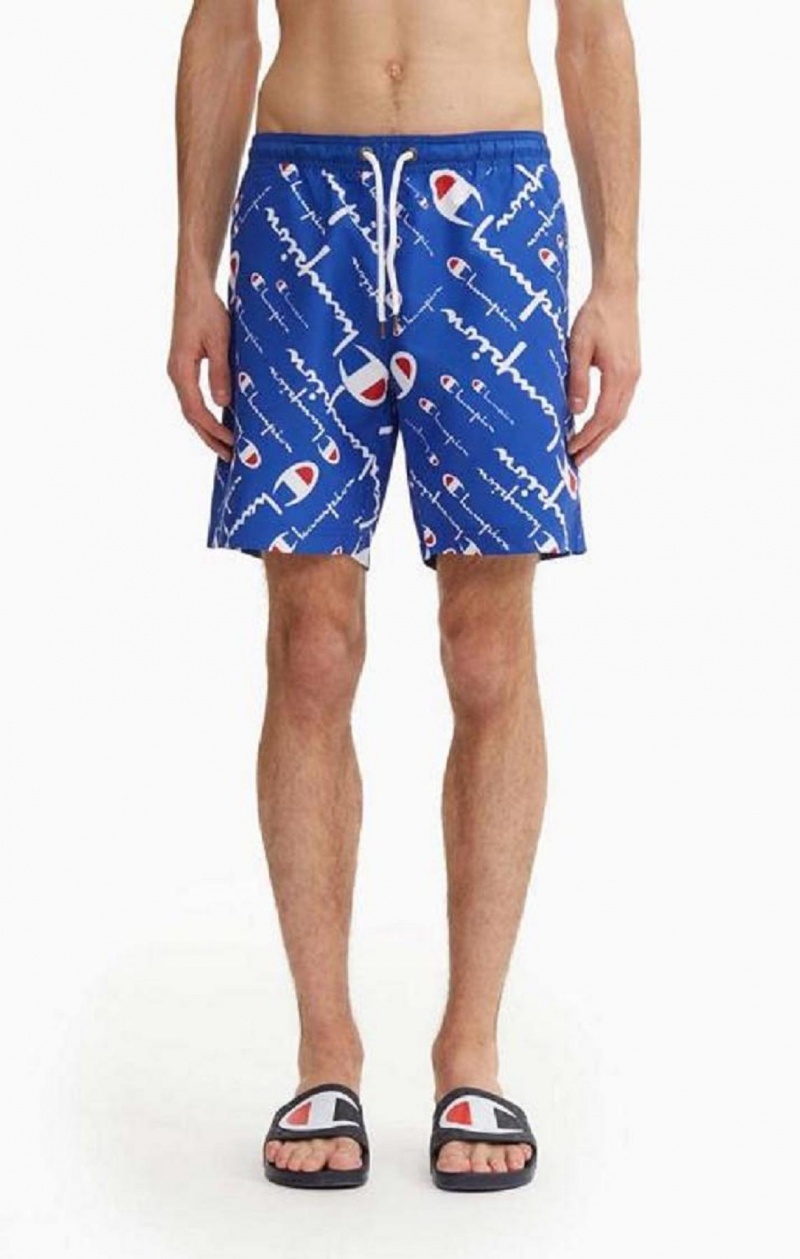 Pánské Plavky Champion All-over Script Logo Print Board Shorts Blankyt | 6527-IWXTH