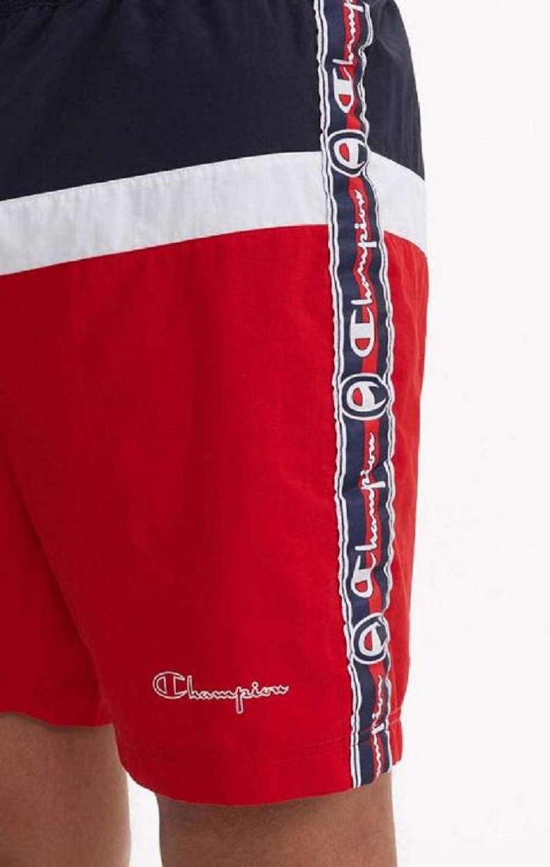 Pánské Plavky Champion Jacquard Script Logo Tape Trim Board Shorts Červené | 7580-DGKMQ