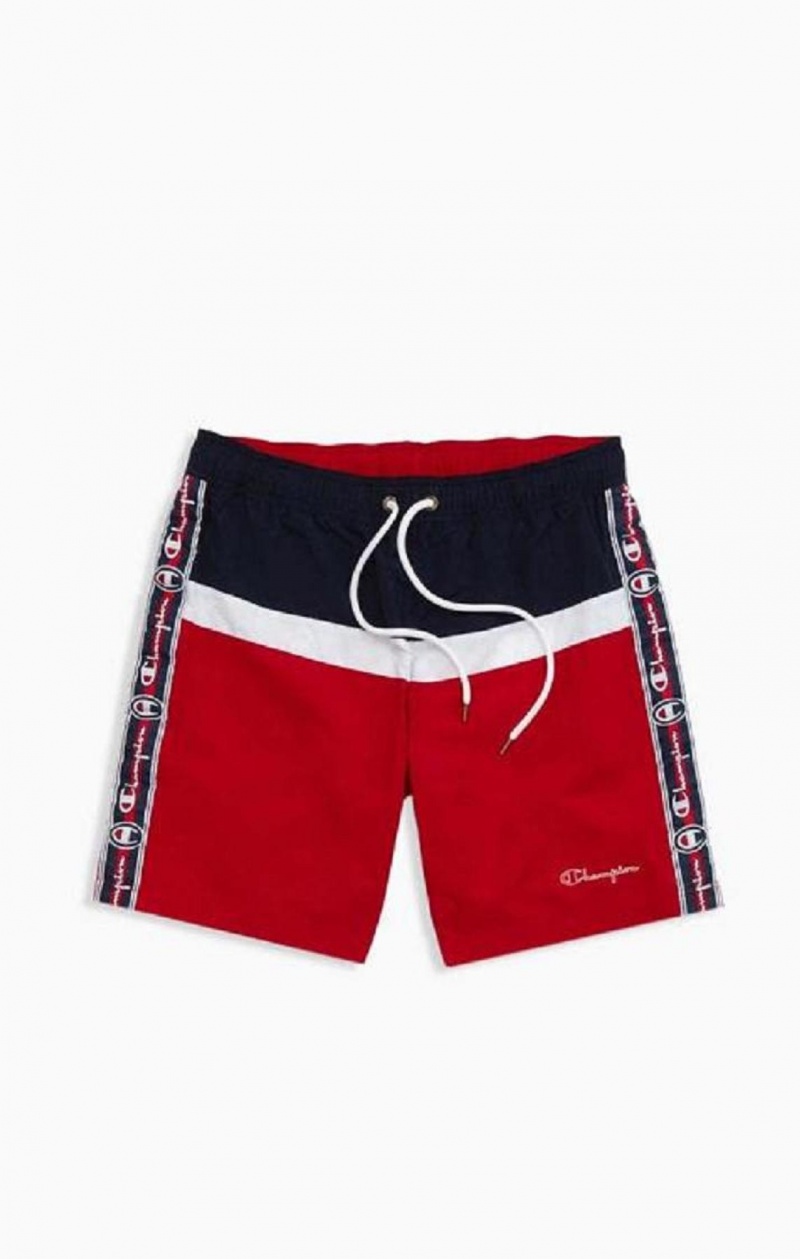 Pánské Plavky Champion Jacquard Script Logo Tape Trim Board Shorts Červené | 7580-DGKMQ