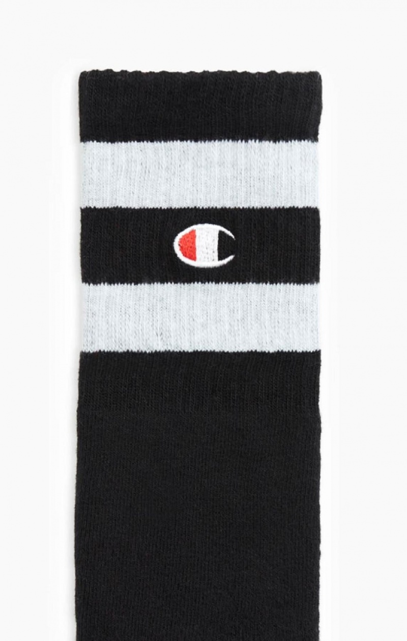 Pánské Ponožky Champion Tube Stripe Crew Socks Černé | 3561-XTZCV