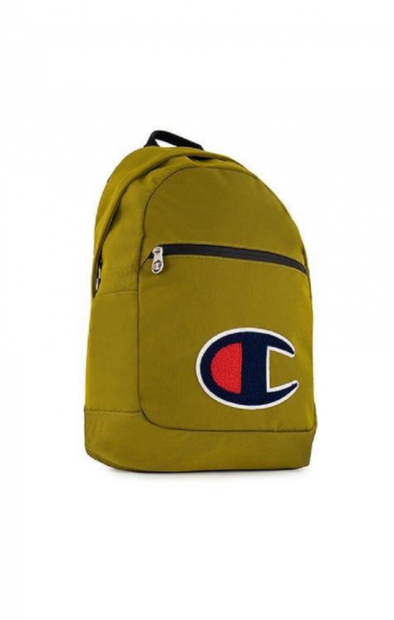 Pánské Tašky Champion Chenille C Patch Faux Læder Backpack Zlaté | 3520-VNSWU