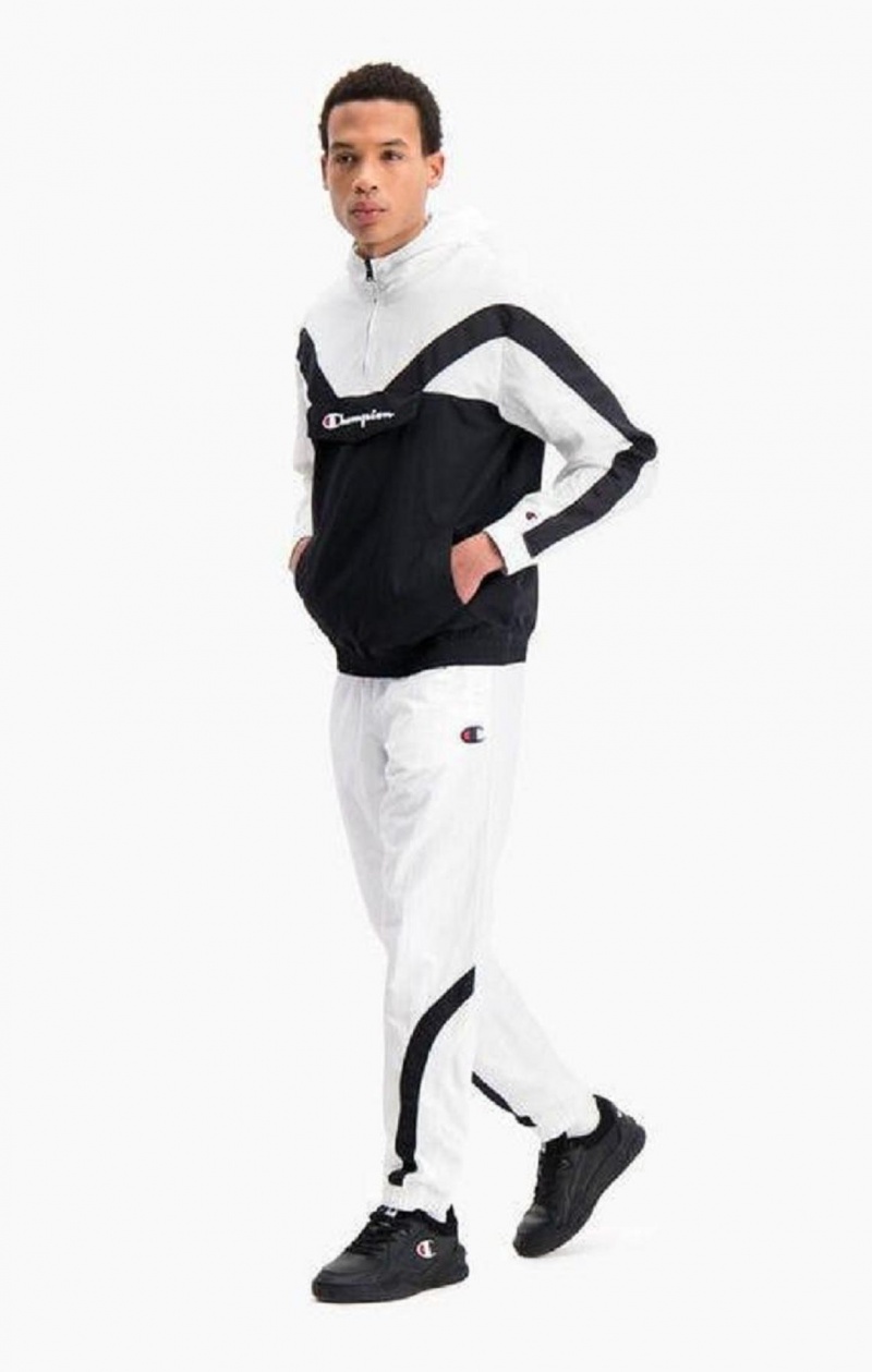 Pánské Tepláky Champion Colour Block And Stripe Cuffed Track Pants Bílé | 1084-KNFGV