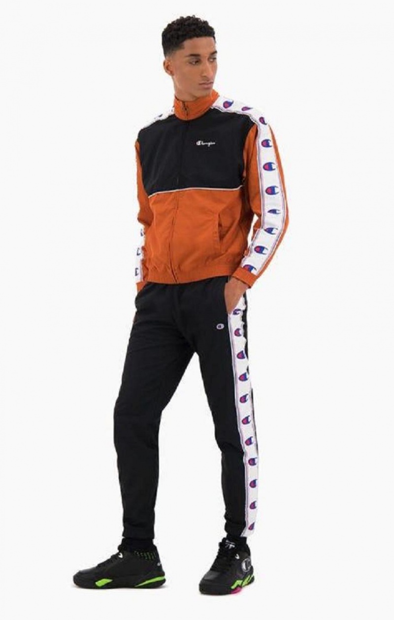 Pánské Tepláky Champion Colour Block Logo Tape Trim Track Jacket Hnědé | 5689-XZGPC