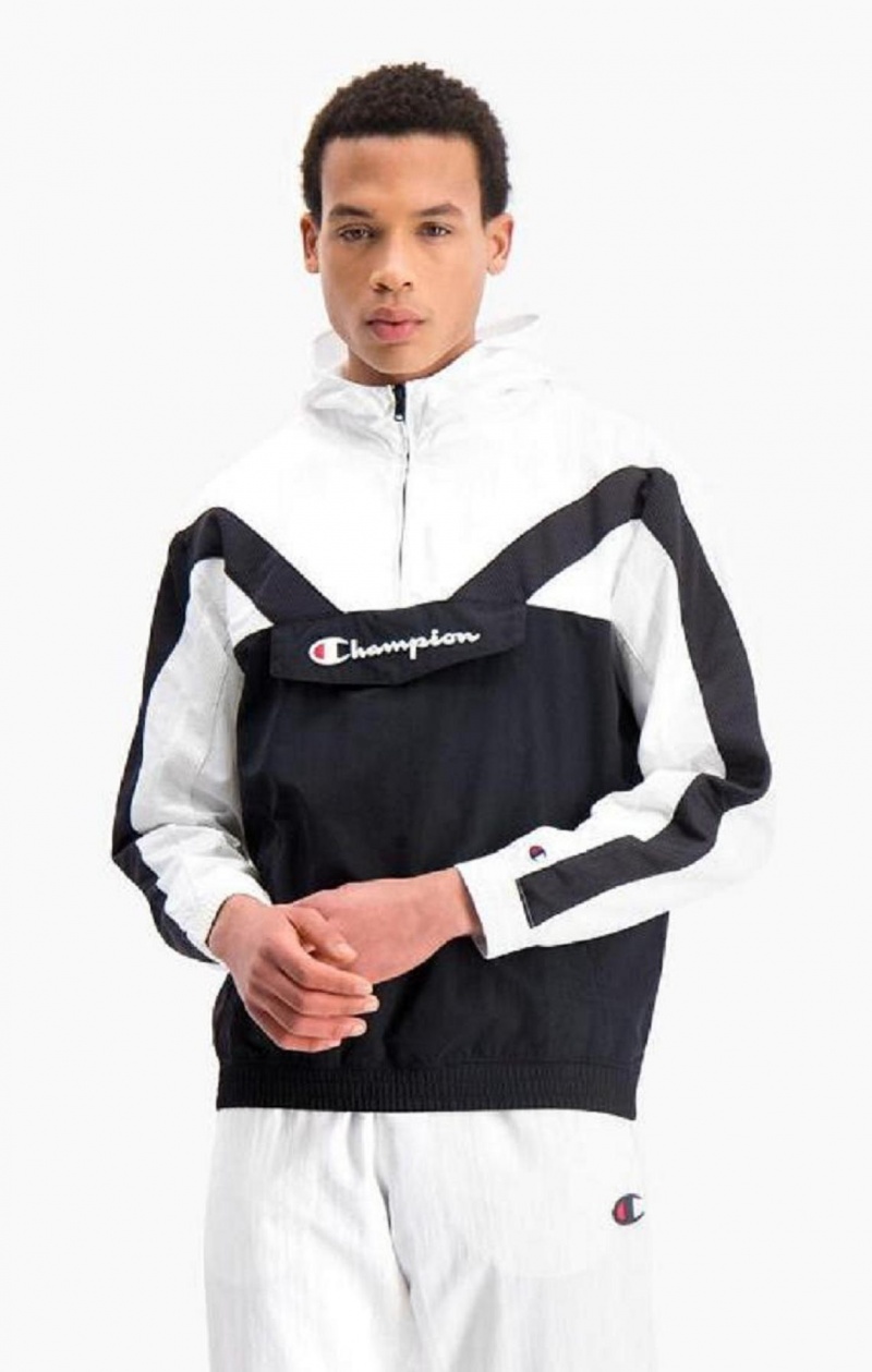 Pánské Tepláky Champion Half Zip-Up S Kapucí Track Jacket Černé | 2547-NJHRE