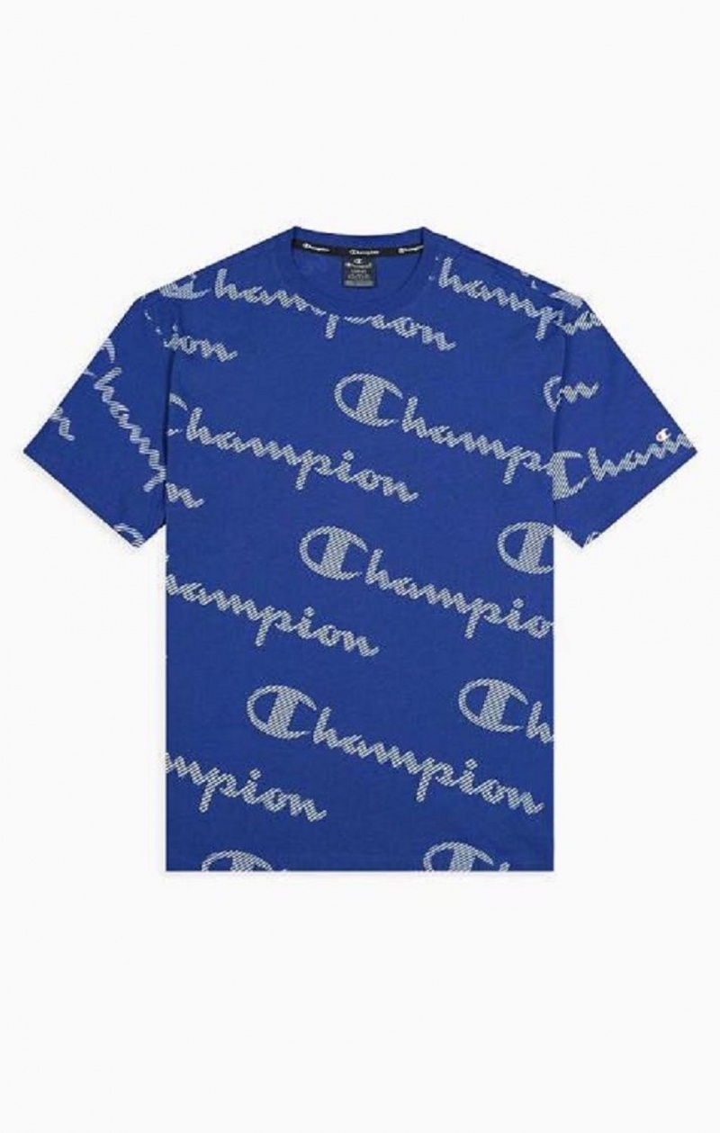 Pánské Tričko Champion All-Over Pruhovaný Effect Script Logo T-Shirt Blankyt | 0825-EJMHB