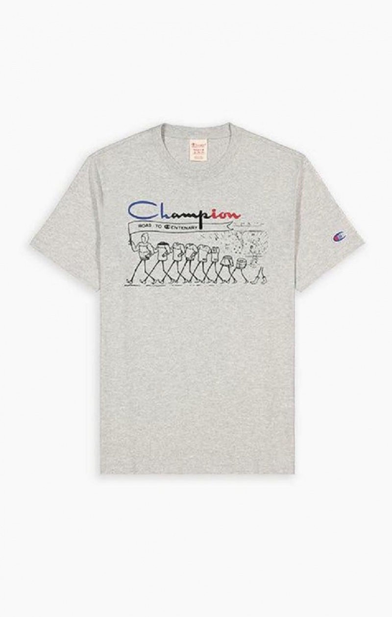 Pánské Tričko Champion Archive Centenary Print T-Shirt Světle Šedé | 2147-FMQJC