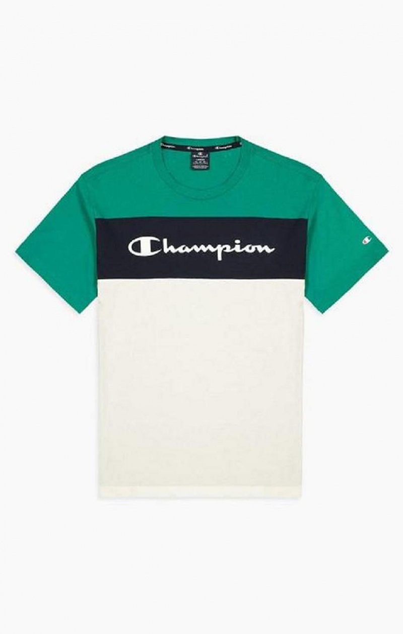 Pánské Tričko Champion Colour Block Script Logo T-Shirt Světle Zelene | 2413-NLWXZ