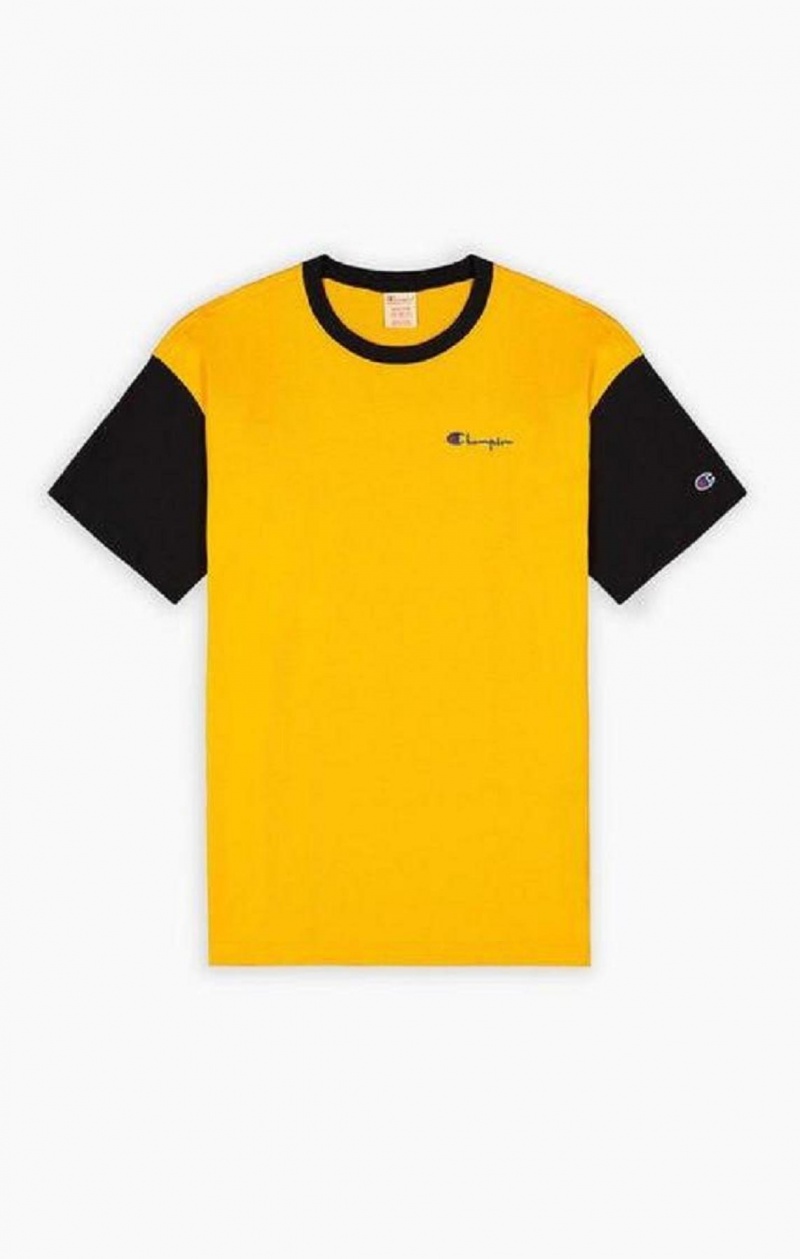 Pánské Tričko Champion Colour Block Script Logo T-Shirt Oranžové | 2358-QAFUW