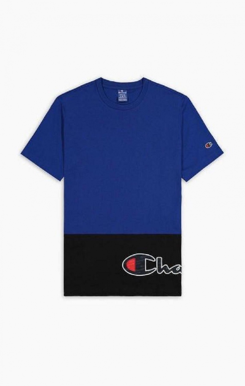 Pánské Tričko Champion Colour Block Wraparound Logo T-Shirt Blankyt | 0745-WBHQM