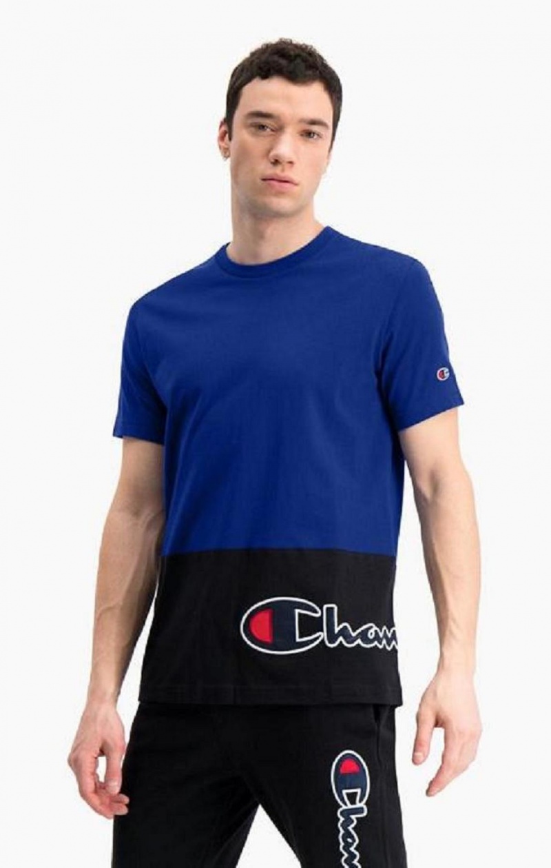 Pánské Tričko Champion Colour Block Wraparound Logo T-Shirt Blankyt | 0745-WBHQM