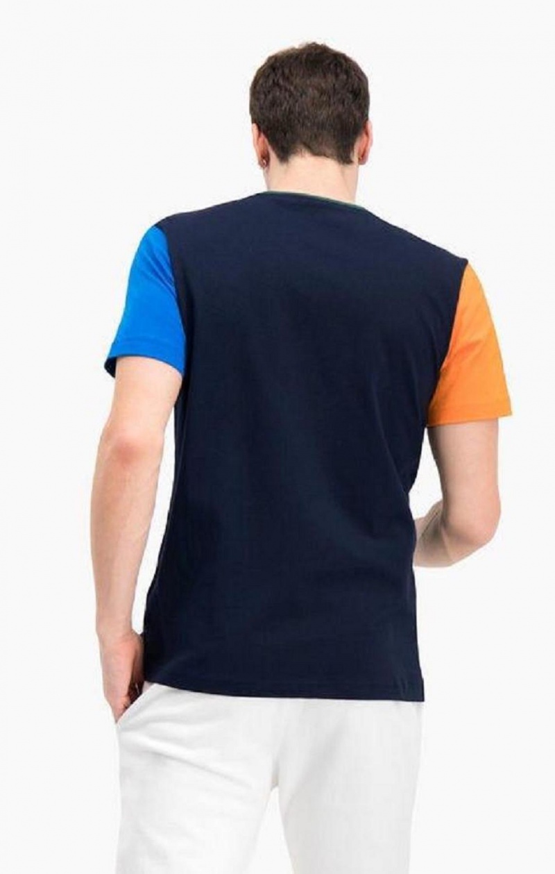 Pánské Tričko Champion Contrast Colour Block Sleeve T-Shirt Tmavě Blankyt | 4257-NPWIG