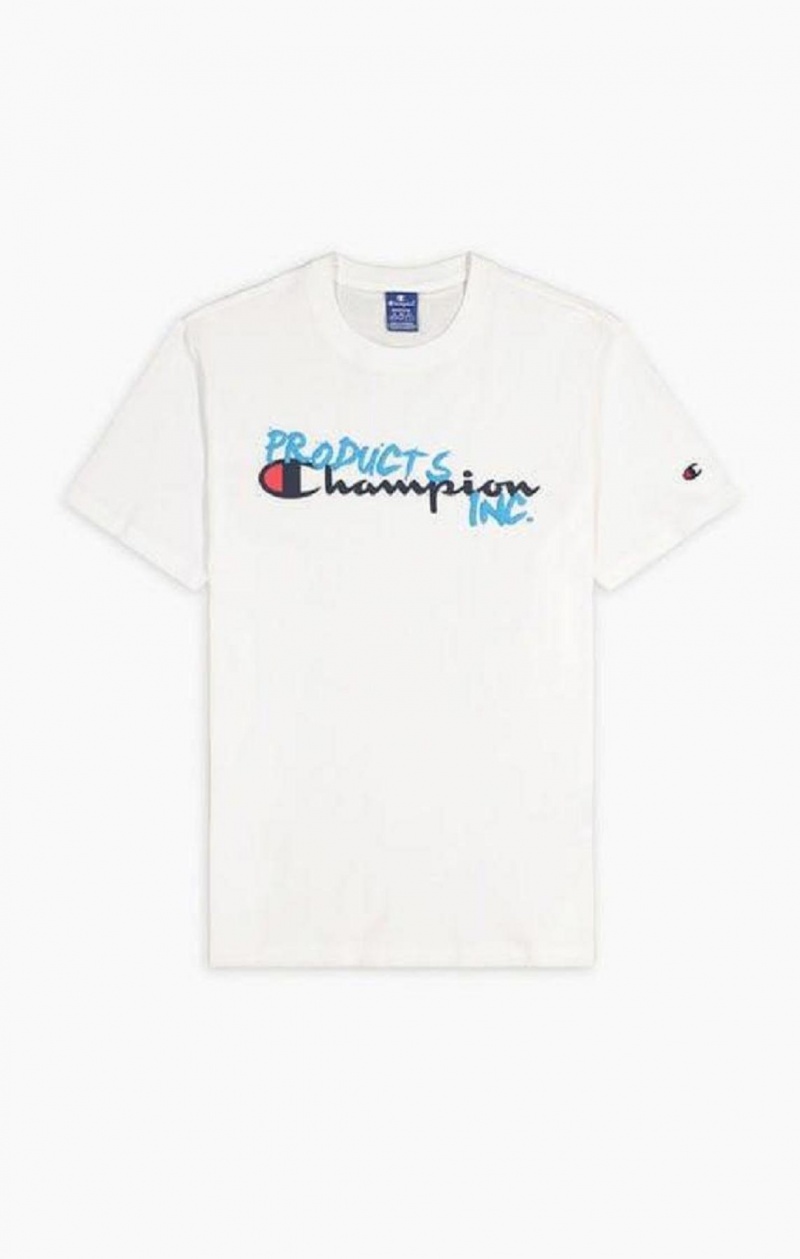 Pánské Tričko Champion Grafitti Logo Print T-Shirt Bílé | 5971-LBSJU