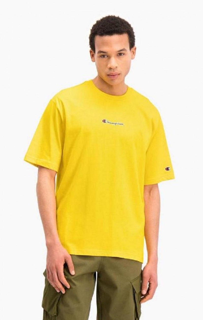 Pánské Tričko Champion Oversized Script Logo Print T-Shirt Zlaté | 2904-SILPU