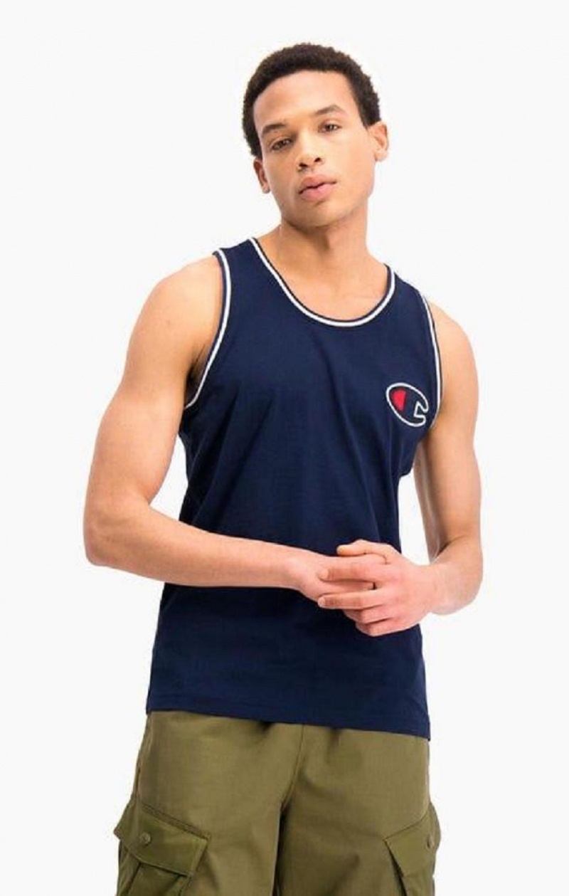 Pánské Tričko Champion Satin C Logo Tank Top Tmavě Blankyt | 4503-LDWOF