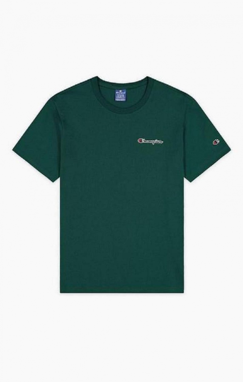 Pánské Tričko Champion Satin Stitch Small Script Logo T-Shirt Světle Zelene | 8321-UNQSB