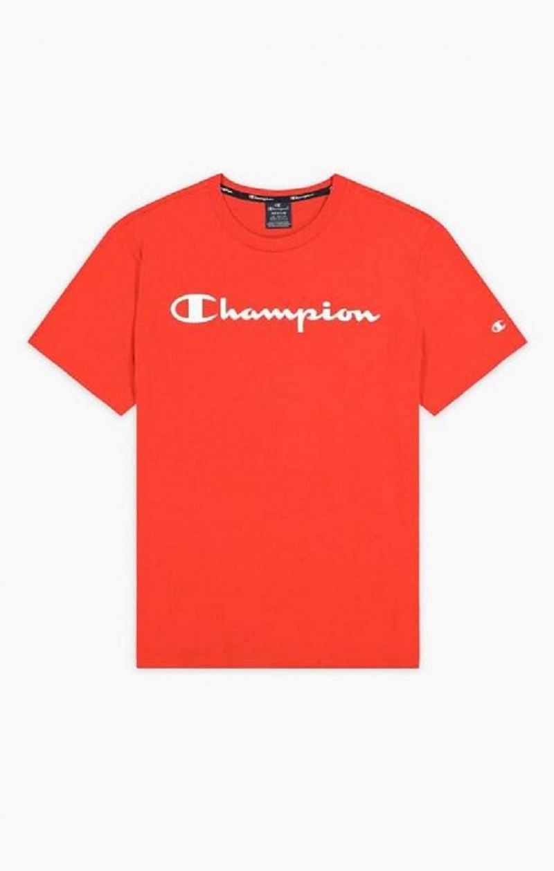 Pánské Tričko Champion Script Logo Jersey T-Shirt Červené | 7359-MLXVQ