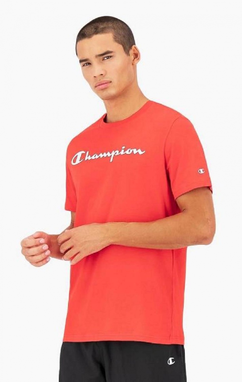 Pánské Tričko Champion Script Logo Jersey T-Shirt Červené | 7359-MLXVQ